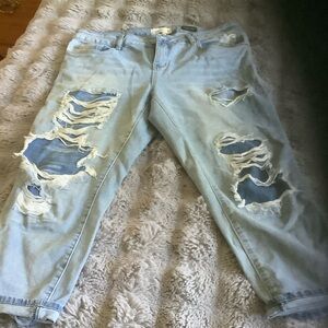 Urban Heritage Light Blue Ripped Boyfriend Jeans